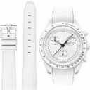Bands for Moonswatch Watch Rubber for Omega x Swatch MoonSwatch 20mm Rolex Seiko Watch Silicone Men with Stainless Steel Replacement Bracelet Original Bracelet Omega x Swatch MoonSwatch Speedmaster (White)