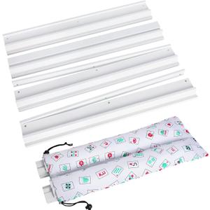 Mahjong Racks with Pushers, White Wooden American Mahjong Tile Pushers and Racks Set of 4, with White Printed Mahjong Racks Drawstring Bag, Mahjong Accessories (19.68 Inches)