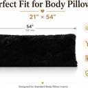 Reafort Luxury Faux Fur Body Pillow Cover 21" x 54", Long Hair PV Plush Body Pillow Case with Hidden Zipper Closure, Ultra Soft Fluffy Decorative Long Pillow Cover (Black, Body)