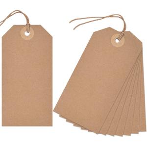 VGOODALL Blank Shipping Tags with Wire, 120 PCS Manila Hang Tags, Blank Pricing Paper Label for Garage Sales, Inventory Machinery, Luggage, Gift Label (4.75"x2.37", Brown)