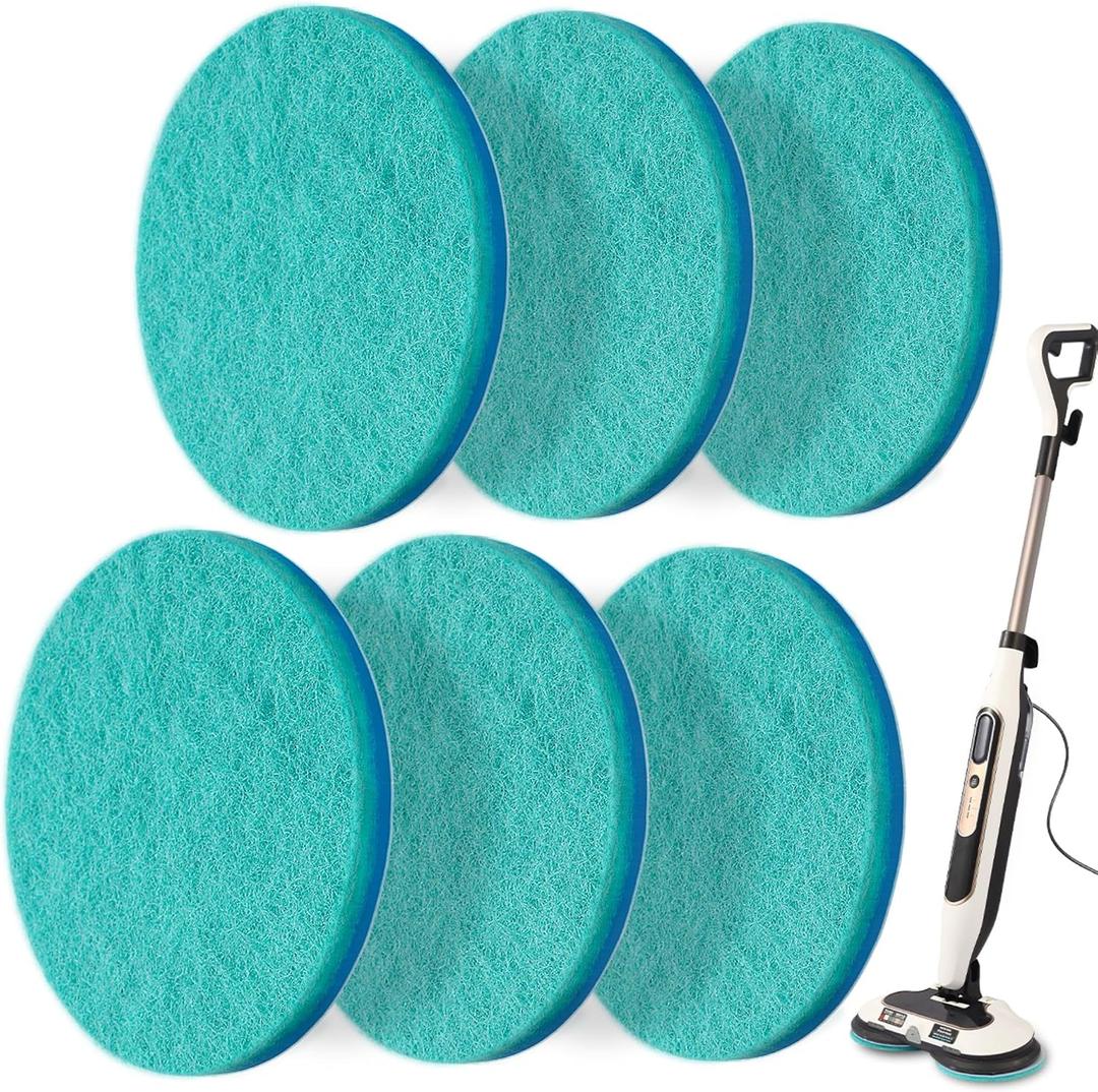 Frescares S7001 Upgraded Steam&Scrub Mop Pads for Shrak,S8201 S8001 S7000 S7201 S7000AMZ S7005 S7020 S7001C All-in-One Hard Floor Steam Mop (6Green-Without snap Fastener)
