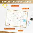 Dry Erase Calendar Whiteboard for Wall, 24'' x 18'' Monthly White Board Planner with Gold Frame, Magnetic Hanging Wipe Board for Home Office School Dorm