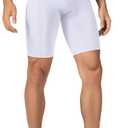 Men's Athletic Compression Shorts Spandex Running Workout Underwear Tight Shorts with Pockets Active Base Layer (White-3pc)