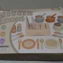 Wooden Play Dishes and Plates for Kids Kitchen Set, 27 PCS Wooden Play Kitchen Accessories, Kitchen Toy for Toddlers Boys Girls 3 4 5 6