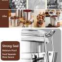 Walktosun Stainless Steel Food Container with Clear Lids Airtight Storage Container Stackable Small Canisters Kitchen Pantry Storage for Cereal, Snacks, Candy, Herbs, Spices, Sugar, Tea (Silver)