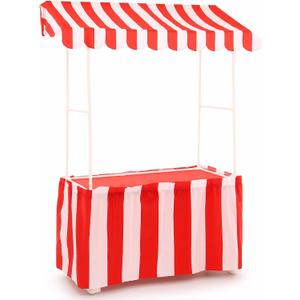 Colingmill Carnival Tablet Tent Kit Circus Party Decoration Include Tabletop Hut, Tent Canopy, Stripe Table Skirts, Tablecloth for Carnival Party Supplies Decorations(Red and White), 55 X 53 X 23 Inches