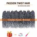 Pre-twisted Passion Twist Hair 10 Inch 8 packs Short Passion Twist Crochet Hair Pre-looped Crochet Braids for Women Gray Passion Twists Synthetic Curly Crochet Hair Extensions 1B/Gray