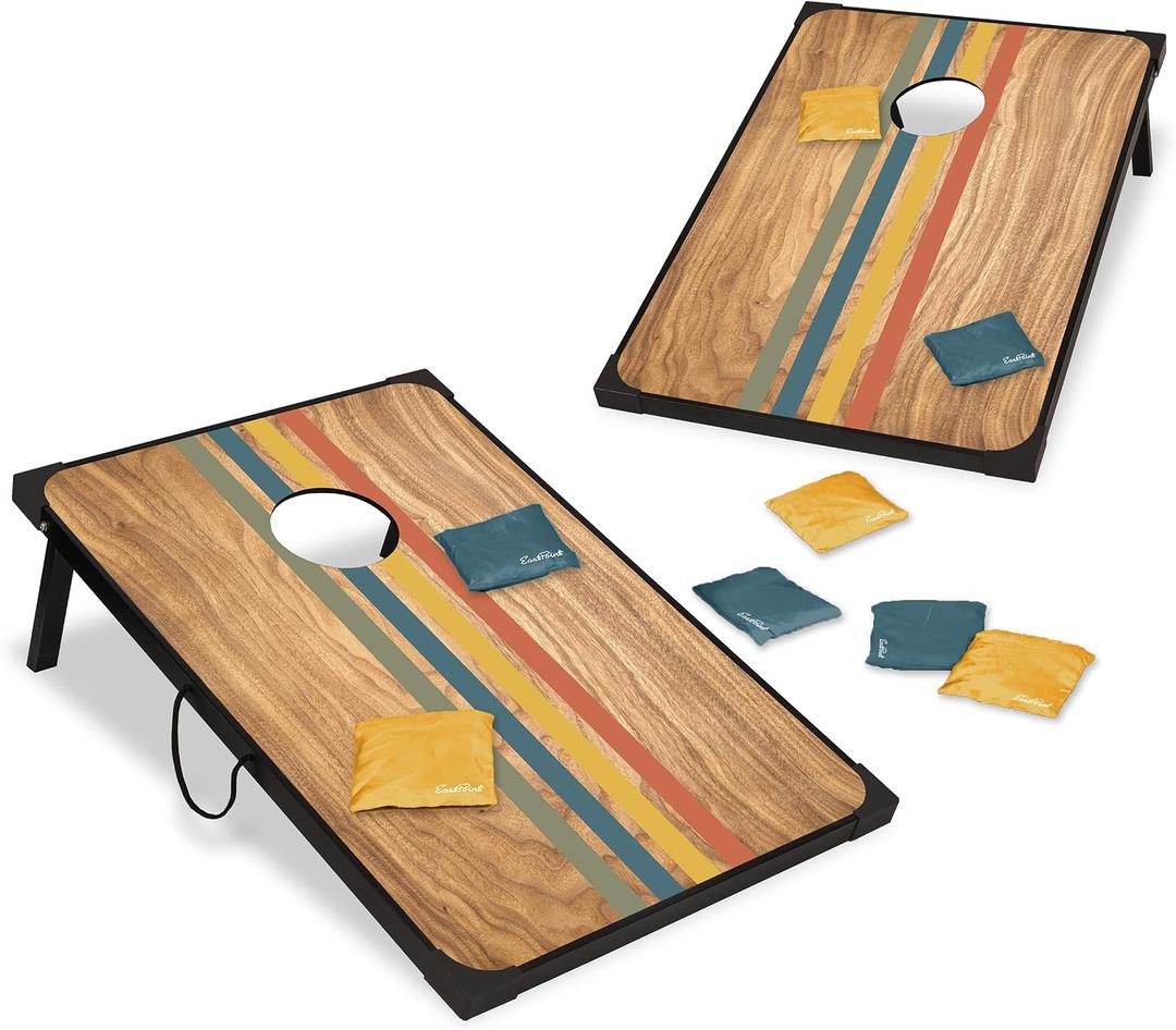 EastPoint 2'x3' Cornhole Board Set - 8 Bean Bags, Engineered Wood, Sunset - Lightweight Portable Design for Yard Games - 12 Oz Bean Bags for Toss Game - Durable MDF Boards for Backyard Games