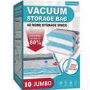 Vacuum Storage Bags, 10 Jumbo Space Saver Bags Vacuum Seal Bags with Pump, Space Bags, Vacuum Sealer Bags for Clothes, Comforters, Blankets, Bedding