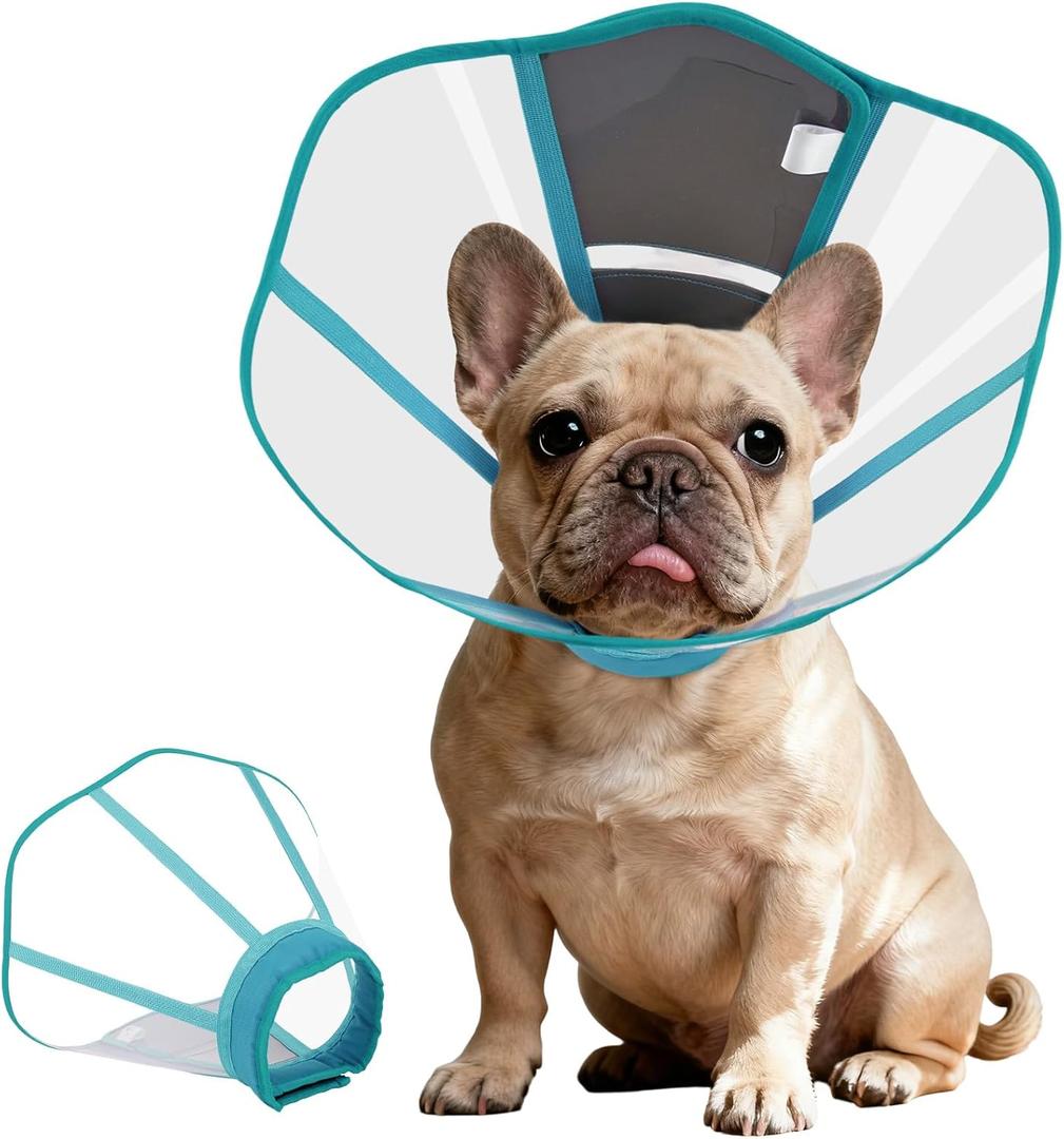 Elizabethan Collar for Dogs, Protective Cone for Surgical Recovery,Anti-Licking, Breathable Pet Recovery Collar  Soft Adjustable Shield for Wound Care, Spay, Neuter, Blue Green, Size M