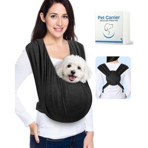 Dog Sling Carrier for Small Dogs, Front Pet Sling Carrier Chest, Adjustable Reducing Back Stress Cat Sling for Small Pet up to 20lbs, Hands Free Puppy Sling for Travel or Everyday Use (Black)