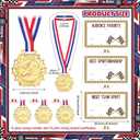 Cunno 15 Pcs Derby Medals with Award Certificate Race Car Trophy Gold Metal Award Medal with Neck Ribbon Prizes Winner Champion Trophies Prize Event Tournament Gifts