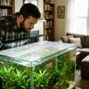 Sawysine 2 Set Aquarium Glass Canopy 19.33" x 9.65" x 0.12" Aquarium Fish Tank Lid 10 Gallon Canopy Cover with Center Brace for Fish, Clear