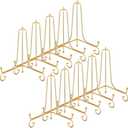 10 Pack 8 Inch Iron Plate Stands for Display, Plate Holder Display Stand, Gold Easel Stands for Photo, Picture Frame, Decorative Plate, Dish, Book and Tabletop Art (Gold, 8 Inch)