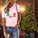 Womens Christmas Shirts Just A Girl Who Loves Christmas T-Shirt Xmas Tree Tee Tops M, Pink