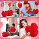 2 Pcs Heart Shaped Pillow 14 Inch Heart Chenille Pillow Cushion Plush Soft Throw Cushion with Removable Cover for Sofa Couch Bed Women Girls Gifts(Red)