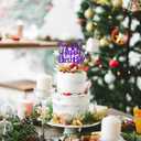 5 x Glittery 60th Happy Birthday Cake Topper with Star,Personalised 60 Birthday Cake Toppers Party Decorations Party Supplies for Men Women Purple Silver