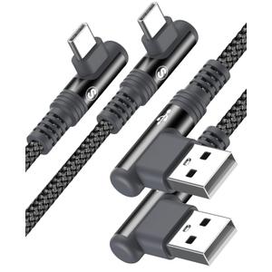 sweguard iPhone 17 Charger USB to Type C Cable 90 Degree [2-Pack,3.3FT] Fast Charging Cord for iPhone 17 16 15 Pro Max Plus Galaxy S25 S24 S23 S22 S21 S20 A55 A54 A15 Note Flip LG Pixel Moto