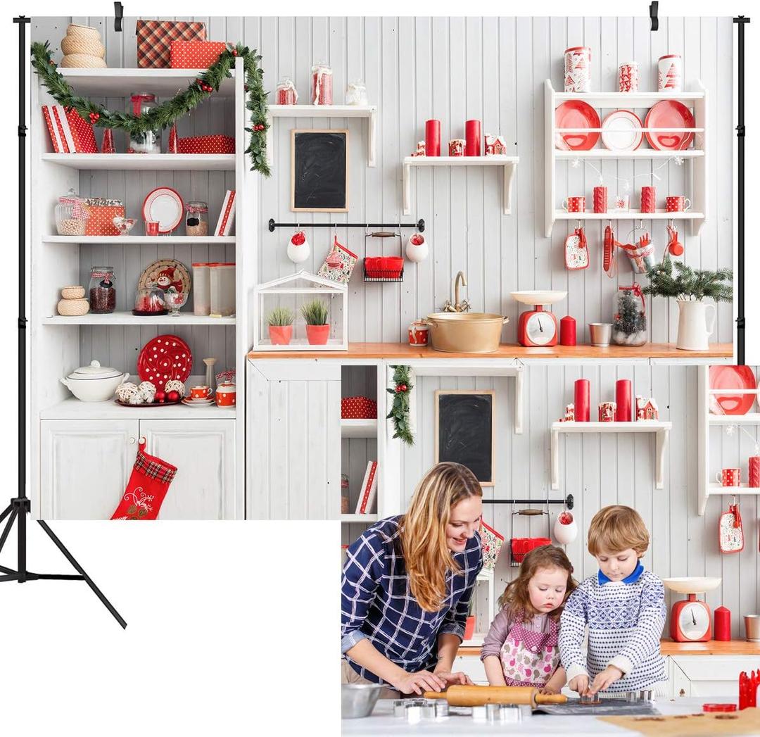 Christmas Backdrop Xmas Kitchen Photography Background Indoor Photobooth Decor Photo Studio Newborn Baby Portrait Props 10X8FT WXL52E