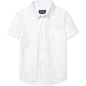 The Children's Place Big Boys' Short Sleeve Uniform Oxford Shirt, White 4765, X-Large/ 14