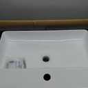 KINGWONG 24 Inch Bathroom Sink Wall Mounted or Platform Mounted Installation Over Above Counter Top White Porcelain Rectangular Vessel Sink with Overflow Hole 24 x 16 Bath Basin Vanity