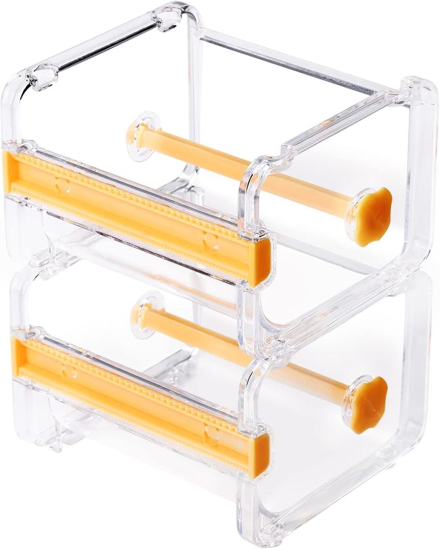 molshine 2 Pack Transparent Desktop Multi Washi Masking Tape Storage Dispenser,Tape Cutter,Tape Roll Holder (Not Include Masking Tape) (Yellow)