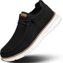 Mens Slip-on Loafers Comfortable Boat Shoes Casual Walking Sneakers Mesh Business Oxfords Work Lightweight Soft Sole (Black, M)