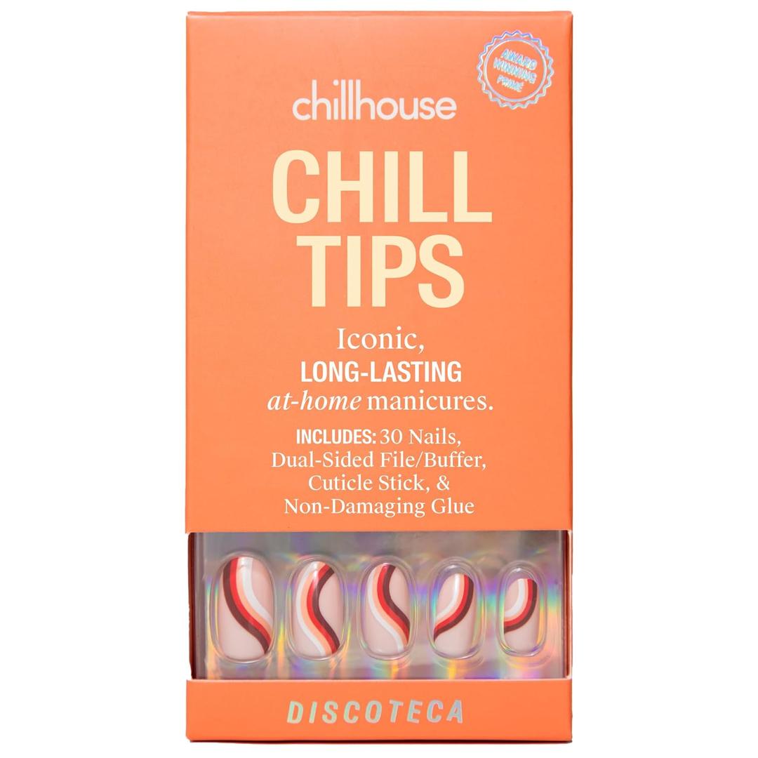 Chillhouse - Chill Tips, Press on Nails Kit - Discoteca (Oval) - 30 Nail Shapes & Sizes - Up to 2 Weeks of Wear - Customizable Fit - Reusable - Latina Founded & Women Owned - Beauty & Self Care