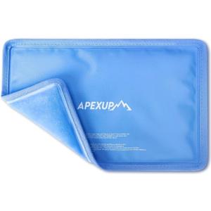 APEXUP Gel Ice Packs for Injuries Reusable, Flexible Double Sided Cold Packs for Injuries, Ice Pack for Knee, Shoulder, Back, Hip, Leg, Arm (Blue, 11"x7.1", 1PK)