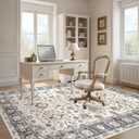 9x12 Area Rug for Living Room, Washable Vintage Pattern, Non-Slip Stain Resistant Soft Durable Floor Rug for Bedroom & Dining Room - (Blue & Beige)