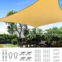Quictent 24X24FT Large Oversized 185G HDPE Square Sun Shade Sail Canopy 98% UV Block Outdoor Patio Garden with Hardware Kit