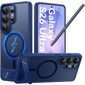BENTOBEN Magnetic for Samsung Galaxy S26 Ultra Case with Invisible Kickstand,[Compatible with MagSafe] [Military Drop Protection] Shockproof Translucent Matte Slim Cover for Galaxy S26 Ultra,Deep Blue