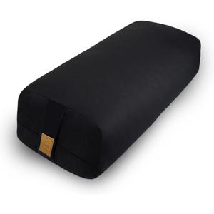 Yoga Bolster Pillow 26x10.5x5.5in Rectangular Meditation Cushion for Massage and Back Support, Breathable Cotton Fill, Zippered Organic Cotton Cover, Easy-Carry Handle, Machine Washable (Black)