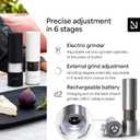 LARS NYSM Electric Salt and Pepper Grinder Set I Automatic Salt and Pepper Mills with Adjustable Ceramic Grinder I USB Rechargeable Electric Spice Mill Set with LED Light (Stainless Steel)