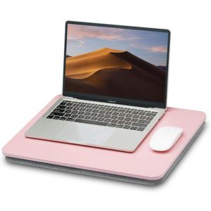 Portable Lap Laptop Desk with Pillow Cushion, Fits up to 15.6 inch Laptop, Lap Stand for Bed & Couch & Carpet, Book Tablet/Drawing Board/Computer Laptop Stand - Pink