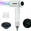 Hair Dryer,7 Temps&31 Modes.Intelligent Temperature Control,LCD Display,Self-Cleaning Mode,Facial Care Mode.1600W RPM Ionic Blow Dryer.Low Noise Thermo-Control Hair Dryer with Diffuser and Nozzle