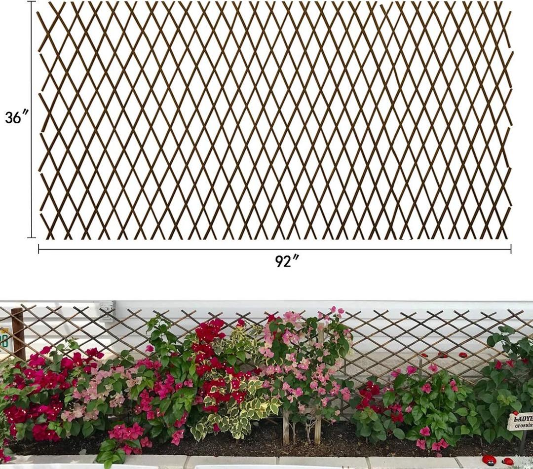 Expandable Garden Trellis Plant Support Willow Lattice Fence Panel for Climbing Plants Vine Ivy Rose Cucumbers Clematis, 36X92 Inch