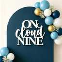 Cutout Wooden On Cloud Nine Sign for Backdrop, Cloud Theme Party Decoration for Baptism Baby Shower Gender Reveal 9th Birthday Party Home Decoration