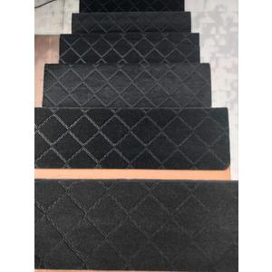 9"X36" Bullnose Stair Treads Carpet Non-Slip for Wooden Steps Indoor, Machine Washable and Reusable with Tape Free Self-Adhesive Back for Pets, Set of 15, Black