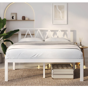 Enduro Metal Bed Frame With Headboard (Twin, 14in, White)