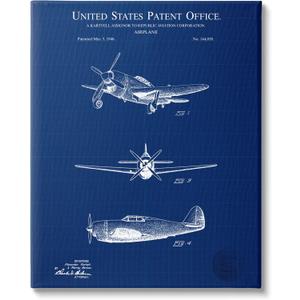 Stupell Industries Airplane Diagram Blueprint Chart Canvas Wall Art, Design by Karl Hronek (16L" x 20W")