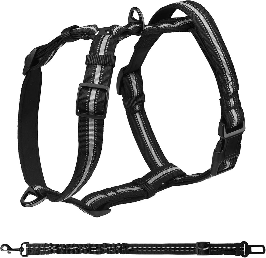 PUPTECK No Pull Dog Harness for Large Dogs with Lift Handle, Adjustable Reflective Soft Padded Dog Vest, Escape Proof Dog Walking Halter Easy to Control (Grey) PUPTECK No Pull Dog Harness for Large Dogs with Lift Handle, Adjustable Reflective Soft Padded Dog Vest, Escape Proof Dog Walking Halter Easy to Control (Grey)