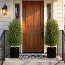 3ft UV-Resistant Artificial Cedar Topiary Tree Faux Cypress Outdoor Fake Pine Plant Shrubs Bushes for Home Garden Porch Entryway, Set of 2