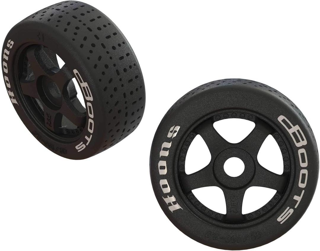 ARRMA Dboots Hoons 42/100 2.9 Belted Rc Tires with Foam Inserts, Mounted On 5-Spoke Black Wheels (Set of 2): ARA55062