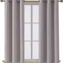 Thermal Insulated Blackout Curtains for Bedroom Windows Silver Grey Curtains 90" width x 50" drop 2 Panels, Ring Top Eyelet Super Soft Blackout Eyelet Curtains for Living Room