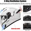 Bluetooth Full Face Motorcycle Helmet DOT Approved Modular Motorcycle Helmets with Built-in Sun Visor, Multi-Ventilation Ports, for Adults Men Women Casco Moto Hombres Mujeres, L57~58CM (Purple, L)