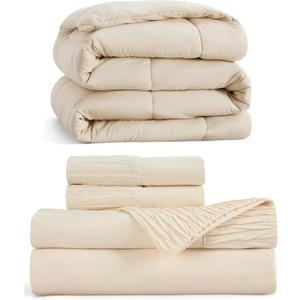 Bedsure Full Size Duvet Insert Bundle Full Size Sheet Sets Beige