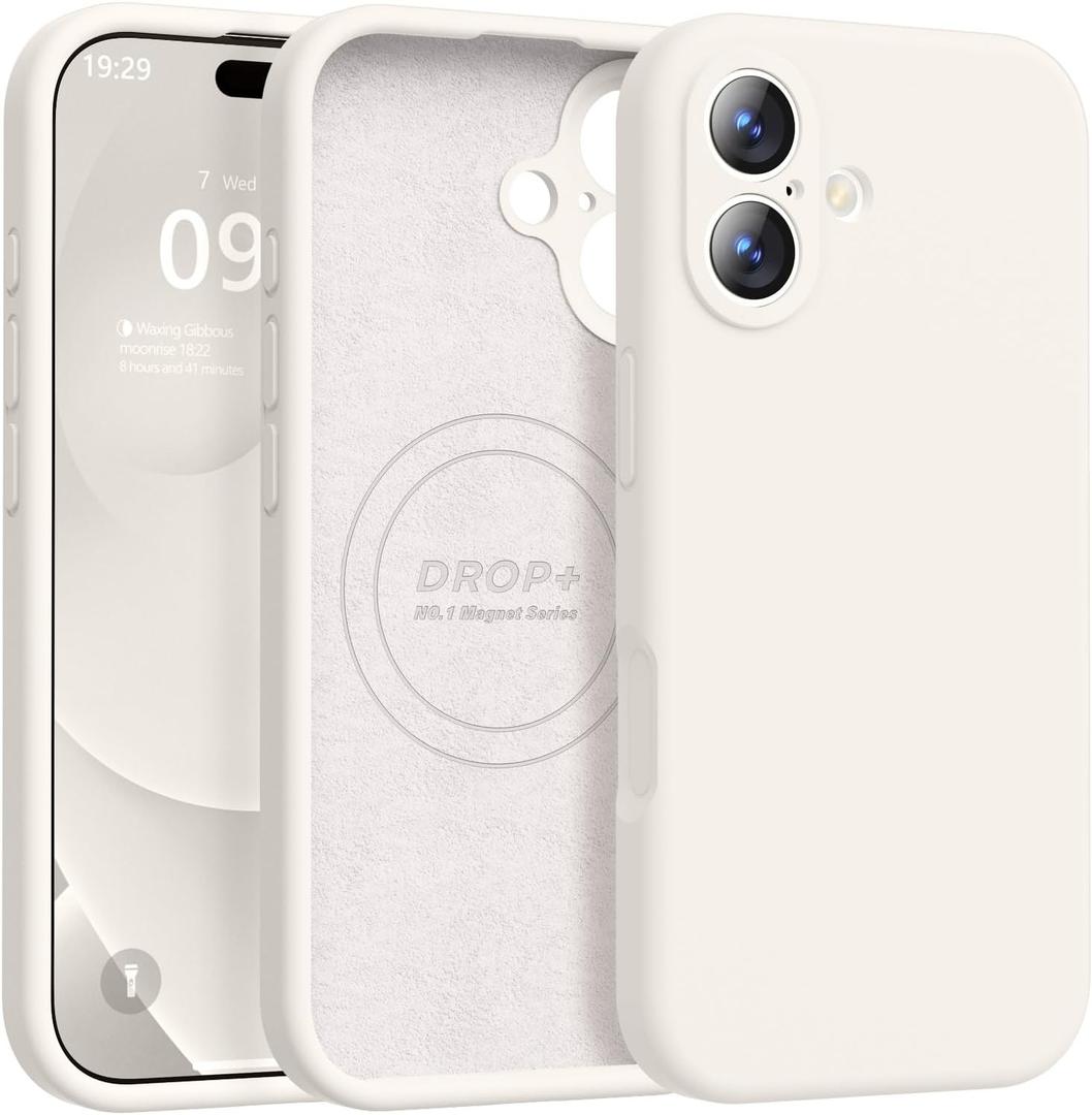 Ktele Magnetic for iPhone 17 Case [Compatible with Magsafe] [Premium Silicone Satin-Smooth Touch] Slim Shockproof Anti-Scratch Microfiber Lining Case, 6.3 inch, Stone