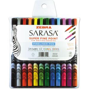 ZEBRA Sarasa Porous Pen.8 mm, Fine, Assorted Ink, 12/Set (67012)