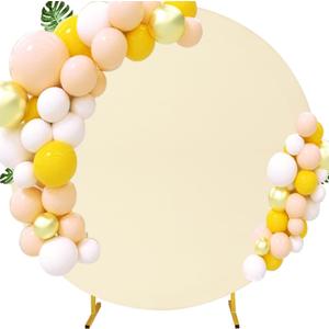 7.2FT Round Wedding Arch Cover for 7.2FT Circle Arch Stand, Thick Polyester Fabric Adjustable Circle Arch Backdrop Cover for Wedding Birthday Party Baby Shower Photography DecorationBeige
